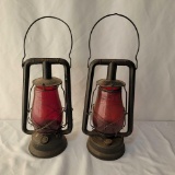 2 Dietz Railroad Lanterns with Red Globes, 1 Monarch