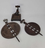 Griswold & Other Cast Iron Damper and Figural Ashtray Souvenir of Princeton NJ