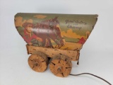Gene Autry and Champ Covered Wagon Lamp- Wooden Body with Paper Cover