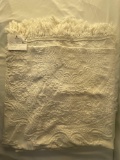 1960's White Bates Queen Elizabeth Bed Spread, Queen Size, 94