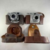 Aires 35 Camera No. 505532 and Ansco Memar Pronto Cameras with Leather Fitted Cases