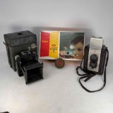 Black Camera Body with Case, Argus 75 Camera and Kodak Hawkeye Instamatic R4 Outfit with Box