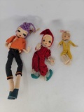 3 Dolls, Various Sizes, All with Fabric Faces