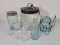 3 Canning Jars, 3 Bottles and Large Jar with Metal Lid