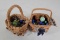2 Small Handled Baskets, Each with Marbles