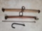 2 Wooden Ring Style Neck Yokes, Wrought Iron Hook and Other Long Hook