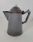 Gray Enamelware / Graniteware Coffee Pot with Porcelain Finial on Lid