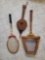 2 Tennis Rackets- One with Wooden Frame and Wooden Bellows