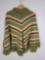 Woman''s Knitted Poncho in Green, White, Coral & Black