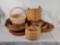 Baskets Lot- Some with Handles, Some Divided, Various Sizes and Wooden Lazy Susan