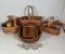 Baskets, Antique Thread Spools, Artificial Fruit & Flowers
