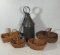 4 Baskets and Pierced Tin Electrified Lamp