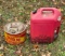 2 Gas Containers- Metal is 2.5 Gallon, Red Plastic is 5 Gallons