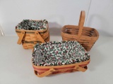 3 Longaberger Baskets with Colored Weaving- 1990, 1995 and 1996