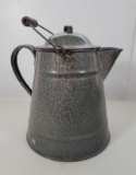 Gray Enamelware / Graniteware Coffee Pot