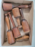 Antique Wood Mashers- 5 Large and One Small