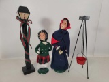 2 Byers' Choice Carolers- 2000 Salvation Army Lady with Tripod & Bucket, 2000 Girl and Lamp Post