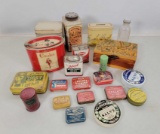 Vintage Tins- Medicines, Spices, Cigarettes, Salves, Wooden Box with Florida Map on Lid, Old Bottle