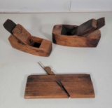 2 Wooden Block Planes and Signed Flat Plane Marked 