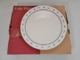 Longaberger Woven Traditions Cake Plate- Blue Design, with Box