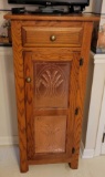 One Drawer One Door Cabinet with Pierced Copper Panels