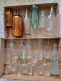 Vintage Medicinal, Soda, Other Bottles in Clear, Green & Brown Glass