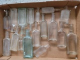 Vintage Blue & Clear Glass Medicinal & Other Bottles