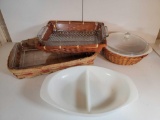 Pryex and Anchor Baking Dishes- Rectangulars, Divided Dish and Lidded Casserole Dish