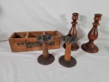 Wood Turned Candle Holders, Hog Scraper Candle Holders and Wooden Cheese Box