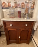 Victorian Wash Stand with Marble Top and Contents