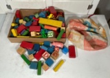 Playskool Wooden Building Blocks with Bag, Wooden Alphabet Blocks, Some Figures & Animals