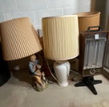 5 Table Lamps and Galaxy Dual Quartz Stand Heater
