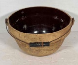 Stoneware Handled Bowl with Incised Stars on Outside