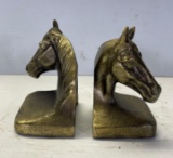 Pair of Cast Brass Horse Head Bookends