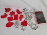 Metal & Red Plastic Cookie Cutters with Mini Set in Box- Mostly Christmas Related