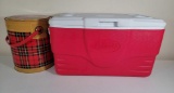 Red Coleman Cooler- Top Has 4 Cup Holders and 4 Gallon DeLuxe 