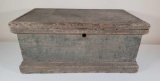 Early Wood Tool Chest in Green/Blue Paint, Nice Small Size