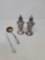 Crown Sterling Weighted Salt & Pepper Set, Sterling Gravy Spoon and 3-Prong Fork