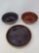2 Redware Turk's Heads and Stoneware Pie Plate