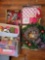 3 Boxes- Christmas Wrap, Ribbons, Wreaths, Etc.