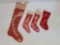 4 Vintage Miniature Printed Christmas Stockings