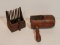 Vintage Cranberry Comb and Wooden Clamp