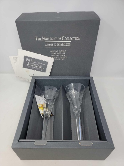 Waterford Crystal "The Millennium Collection: A Toast to the Year 2000" Crystal Champagne Flutes
