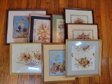 Lot of 8 Pressed Florals in Frames by Jeanne Helmers