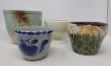 Blue Decorated Stoneware Crock and Planters Including McCoy