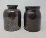 2 Brown Stoneware Crocks