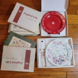 2 Sets of Placemats, Floral Cake Plate & Server and 