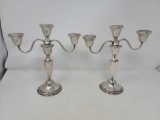 Pair of Crown Sterling Weighted Sectional Candelabra