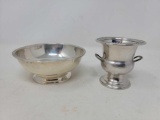 Small Footed Sterling Bowl and Double Handled Sterling Toothpick, 5.83 ozt