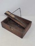 Wooden Knife Sharpening Box with Wire Handle and Knife